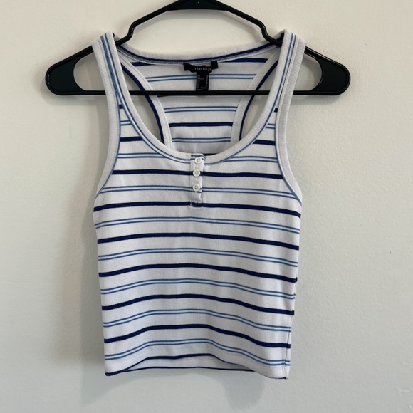 Forever 21 Blue Striped Tank Top - Picture 1 of 6